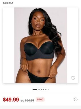 Strapless Longline Push-Up Bra - Black